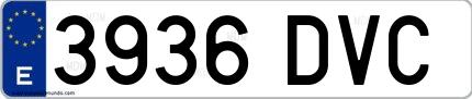Ejemplo de matrícula española 3936 DVC