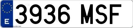 Ejemplo de matrícula española 3936 MSF