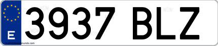Ejemplo de matrícula española 3937 BLZ