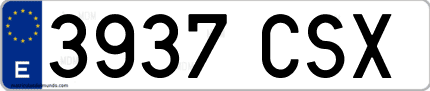 Ejemplo de matrícula de coche ordinaria 3937 CSX