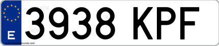 Ejemplo de matrícula española 3938 KPF