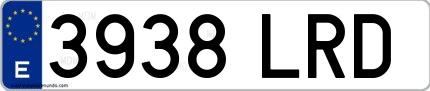 Ejemplo de matrícula española 3938 LRD