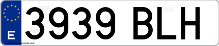 Ejemplo de matrícula de coche ordinaria 3939 BLH