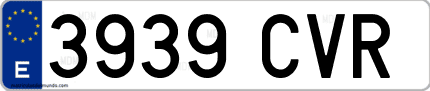 Ejemplo de matrícula de coche ordinaria 3939 CVR