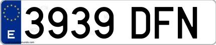 Ejemplo de matrícula española 3939 DFN