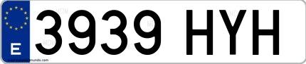 Ejemplo de matrícula española 3939 HYH