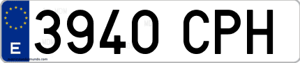 Ejemplo de matrícula de coche ordinaria 3940 CPH