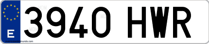 Ejemplo de matrícula de coche ordinaria 3940 HWR