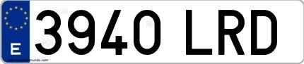 Ejemplo de matrícula española 3940 LRD