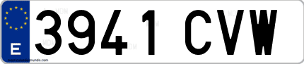 Ejemplo de matrícula de coche ordinaria 3941 CVW