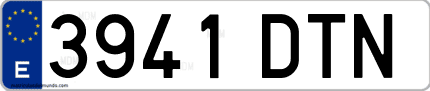 Ejemplo de matrícula de coche ordinaria 3941 DTN