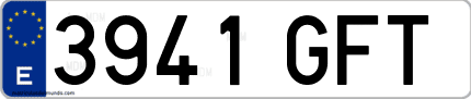 Ejemplo de matrícula de coche ordinaria 3941 GFT