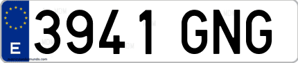 Ejemplo de matrícula de coche ordinaria 3941 GNG