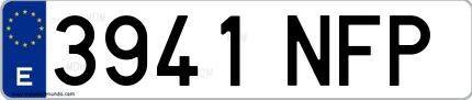 Ejemplo de matrícula española 3941 NFP