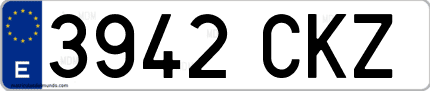 Ejemplo de matrícula de coche ordinaria 3942 CKZ