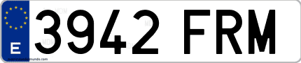 Ejemplo de matrícula de coche ordinaria 3942 FRM