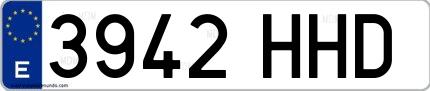 Ejemplo de matrícula española 3942 HHD