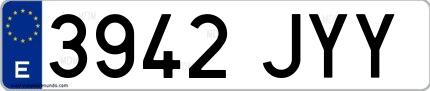 Ejemplo de matrícula española 3942 JYY