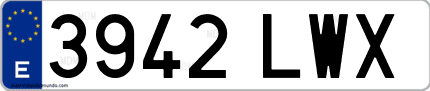 Ejemplo de matrícula de coche ordinaria 3942 LWX