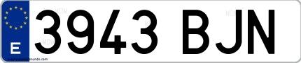 Ejemplo de matrícula española 3943 BJN