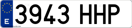Ejemplo de matrícula de coche ordinaria 3943 HHP