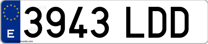 Ejemplo de matrícula de coche ordinaria 3943 LDD