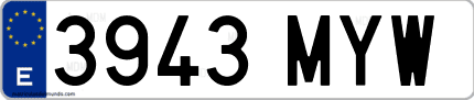 Ejemplo de matrícula de coche ordinaria 3943 MYW