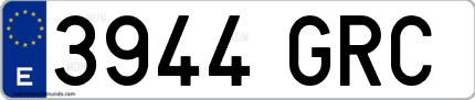Ejemplo de matrícula de coche ordinaria 3944 GRC