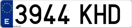 Ejemplo de matrícula española 3944 KHD