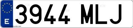 Ejemplo de matrícula española 3944 MLJ