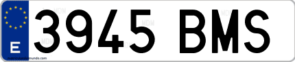 Ejemplo de matrícula de coche ordinaria 3945 BMS