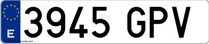 Ejemplo de matrícula española 3945 GPV