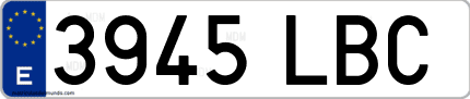 Ejemplo de matrícula de coche ordinaria 3945 LBC