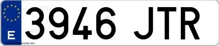 Ejemplo de matrícula española 3946 JTR