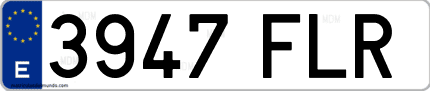 Ejemplo de matrícula de coche ordinaria 3947 FLR