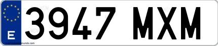 Ejemplo de matrícula española 3947 MXM