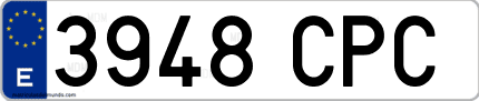 Ejemplo de matrícula de coche ordinaria 3948 CPC