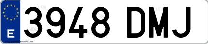 Ejemplo de matrícula española 3948 DMJ