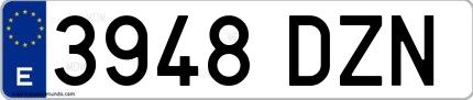 Ejemplo de matrícula española 3948 DZN