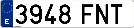 Ejemplo de matrícula de coche ordinaria 3948 FNT