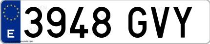 Ejemplo de matrícula española 3948 GVY