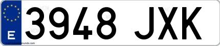 Ejemplo de matrícula española 3948 JXK