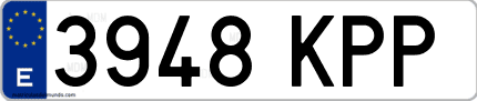 Ejemplo de matrícula de coche ordinaria 3948 KPP