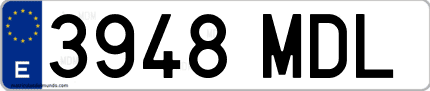 Ejemplo de matrícula de coche ordinaria 3948 MDL