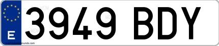 Ejemplo de matrícula española 3949 BDY