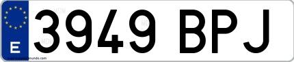 Ejemplo de matrícula española 3949 BPJ