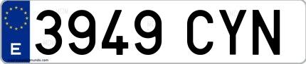 Ejemplo de matrícula española 3949 CYN