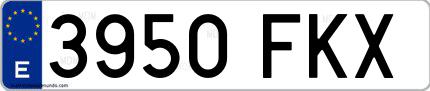Ejemplo de matrícula española 3950 FKX