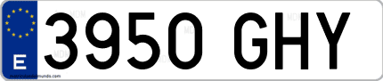 Ejemplo de matrícula de coche ordinaria 3950 GHY