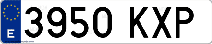 Ejemplo de matrícula de coche ordinaria 3950 KXP